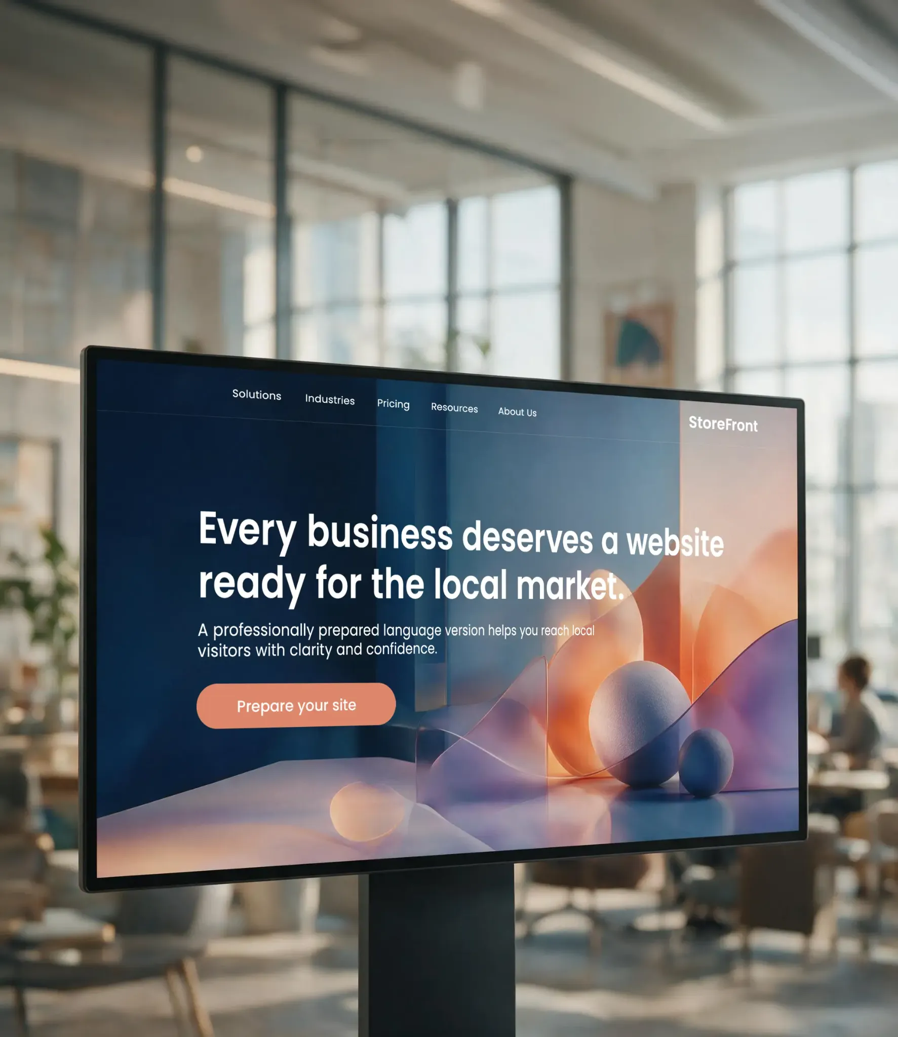 Original website on a monitor